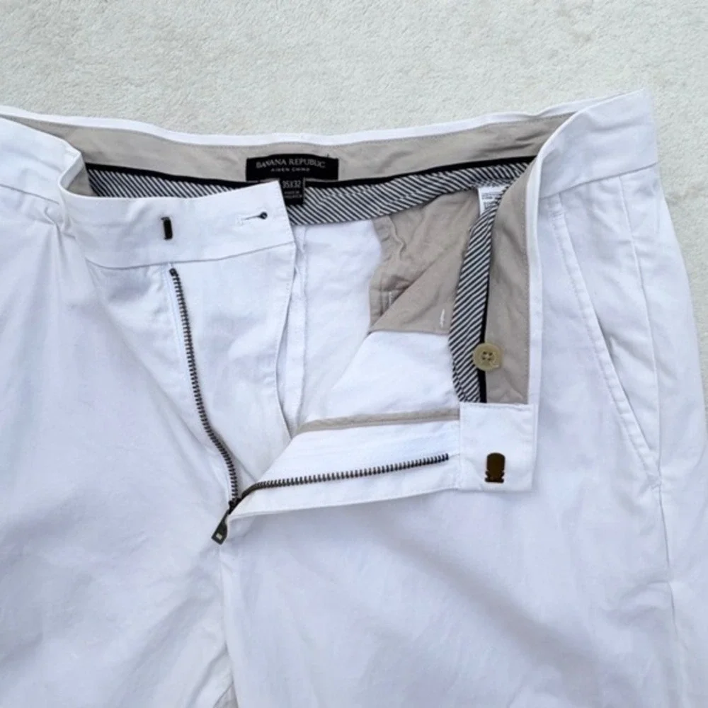 Banana Republic Aiden Chino Slim‎ Fit Pants, Mens 35x32 White